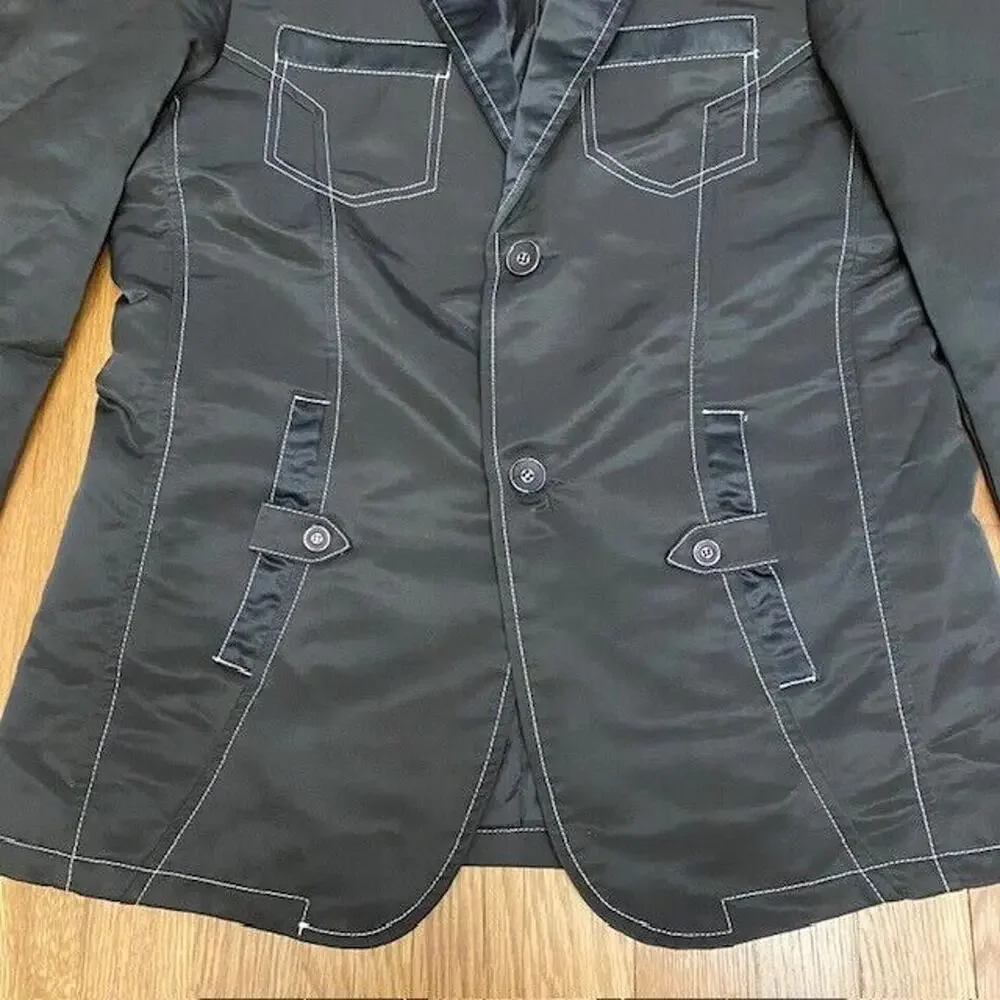 Montero Jeans Men’s Size Medium Black Single Breasted Blazer Jacket - Picture 3 of 9